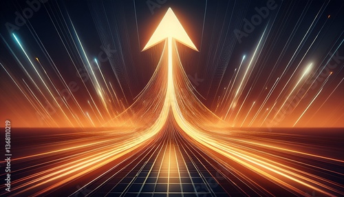 creative upward arrow technology and business growth concept background