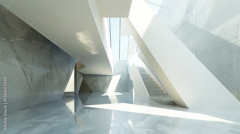 Obraz premium An abstract architectural design with sharp angles and geometric forms.