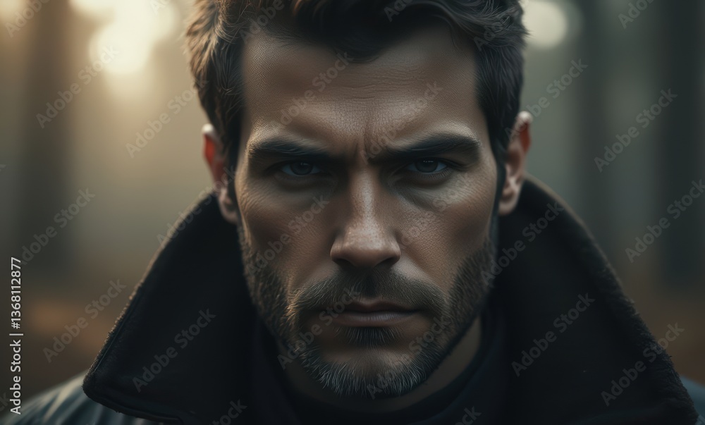 Intense portrait of a handsome man in nature Intense portrait of a handsome man in nature