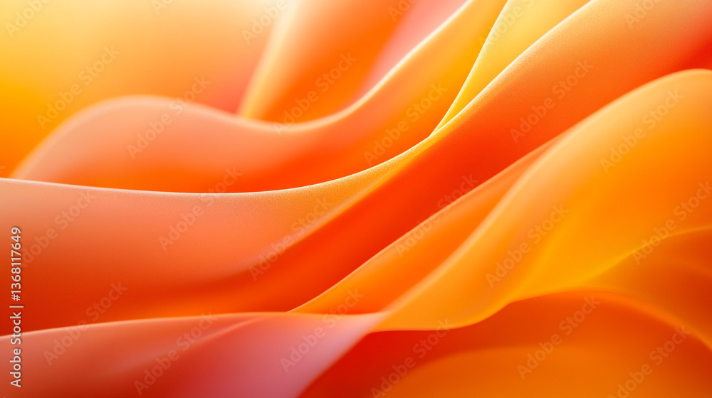 Fototapeta premium Abstract orange and yellow waves create a flowing and dynamic background with soft light and shadows