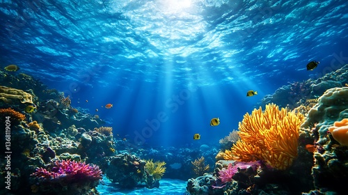 Wallpaper Mural Sunlit Underwater Coral Reef with Colorful Fish Torontodigital.ca