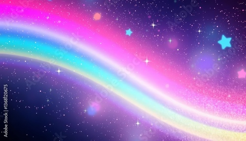 Wallpaper Mural Pastel rainbow backdrop with glittering stars, sparkles, and a magical fairy sky effect, mythical, magic Torontodigital.ca