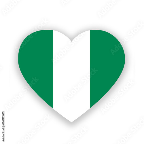 Free Download Nigeria national flag in heart shape isolated on white. Illustration - GFXLoad