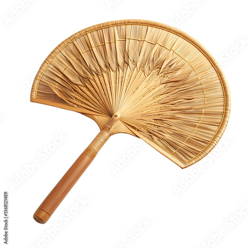 wooden fan isolated on white