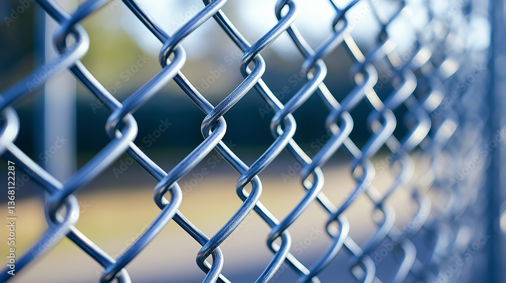 Fototapeta premium close-up zinc mesh fence, metal fence made of grouse mesh, fenced area with a new fence, generative ai