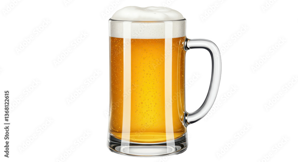 Isolated Refreshing Beer in Clear Glass Mug Isolated Refreshing Beer in Clear Glass Mug
