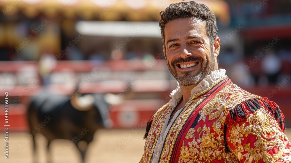 Fototapeta premium Smiling Man in Traditional Spanish Flamenco Dress