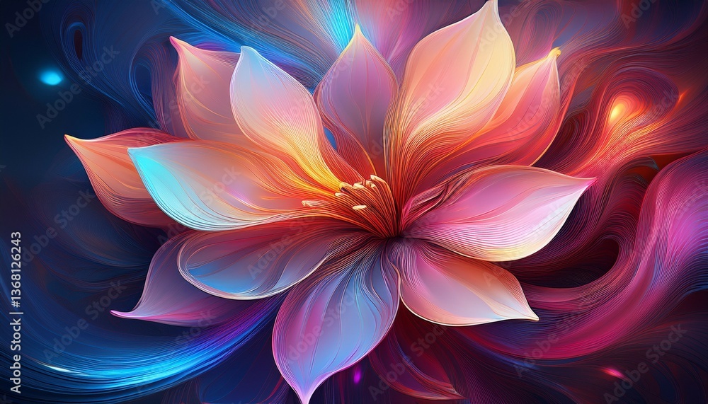 abstract flower illustration with flowing petals abstract flower illustration with flowing petals