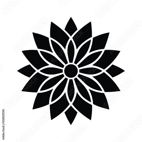 Elegant Black and White Mandala Flower Design