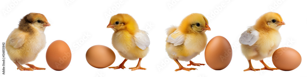 Cute chicks hatching from eggs, symbolizing new life and growth in nature. Cute chicks hatching from eggs, symbolizing new life and growth in nature.