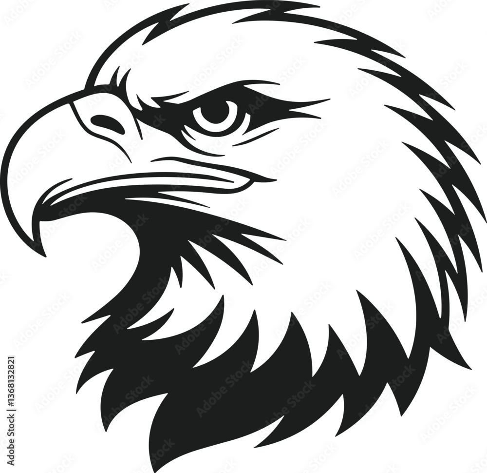 Fototapeta premium Majestic Bald Eagle Silhouette Vector Illustration for Memorial Day USA