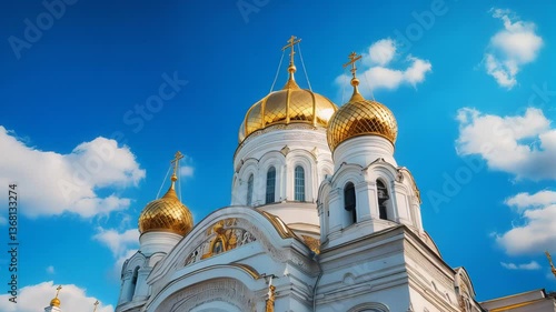 A beautiful orthodox church in moscow is showcased during daytime