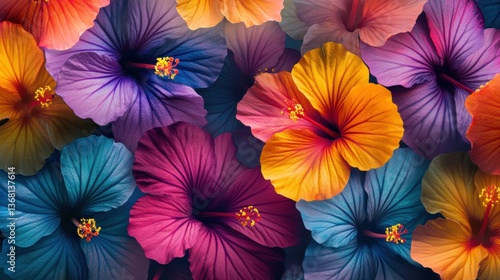 Wallpaper Mural Vibrant Tropical Hibiscus Flowers in Colorful Palette Torontodigital.ca