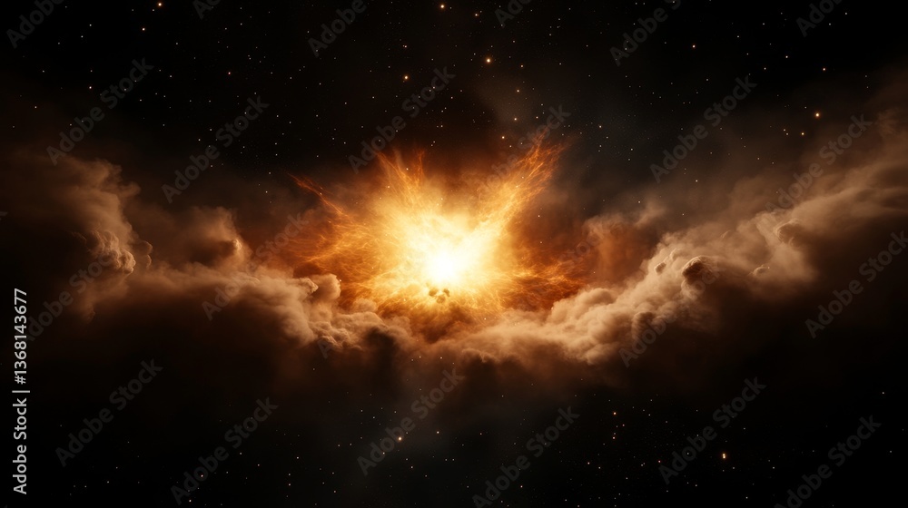 Fototapeta premium Cosmic explosion of a distant planet outer space visual art celestial environment dramatic viewpoint universe concept