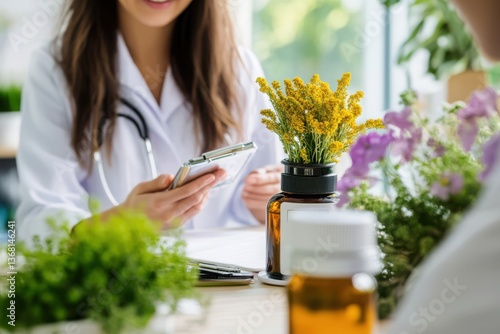 A Naturopath Discussing Herbal Medicine with a Patient: Personalized Natural Healing