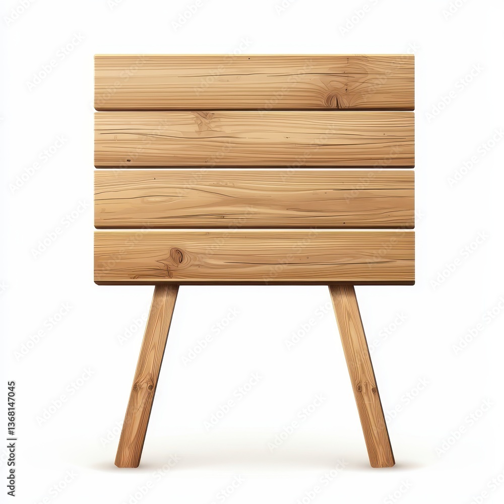 Minimalist Wooden Sign with Four Horizontal Planks and Legs Minimalist Wooden Sign with Four Horizontal Planks and Legs
