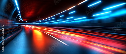 An Abstract Depiction Of Lights Streaking Through A Dark Tunnel