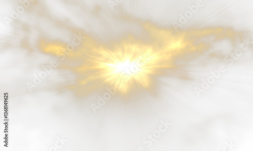 Angelic Sun Beams with Radiance and Soft Diffusion Isolate on Transparent Background, cutout, png