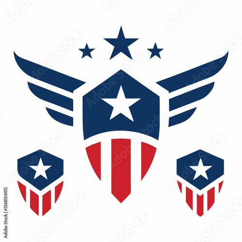 Premium quality shield emblem vector set for patriotic logos and digital artwork.