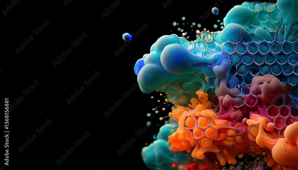 Obraz premium 3-11-081-1- Amino acid effects on protein allosteric regulation.. Emphasize the negative space on the le (1)