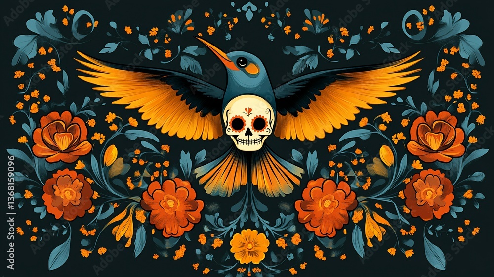 skull with flowers skull with flowers