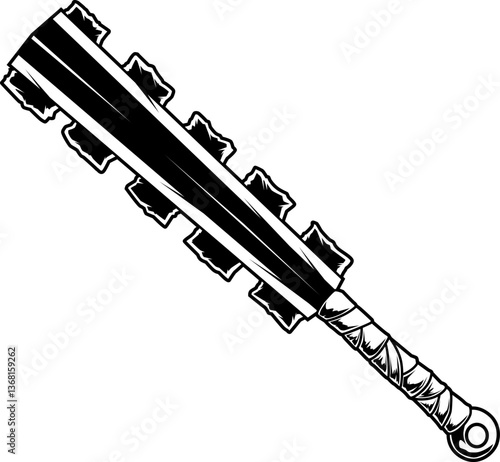 Macuahuitl, antike aztekische Schlagwaffe mit scharfen Obsidian-Klingen – kraftvolles Symbol indigener Kriegerkultur.