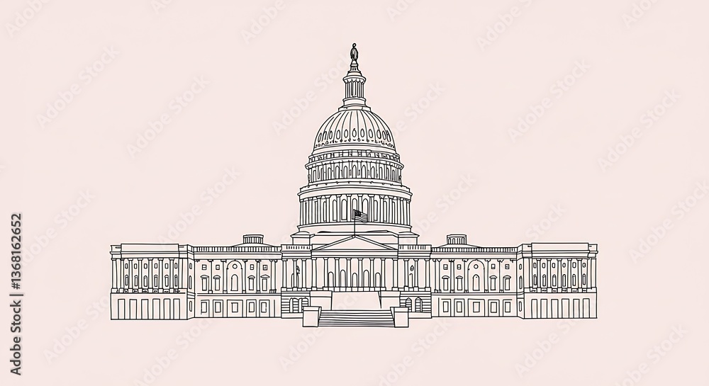 custom made wallpaper toronto digitalDrawing of United States Capitol Building in Washington Dc on Pink Background