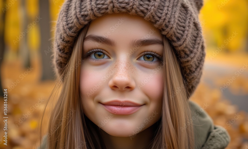 Smiling girl in autumn foliage Smiling girl in autumn foliage