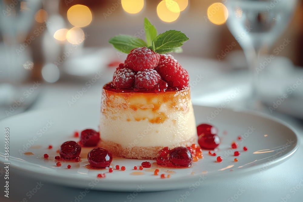 Delicious Creamy Cheesecake with Fresh Berries and Mint Leaf Delicious Creamy Cheesecake with Fresh Berries and Mint Leaf