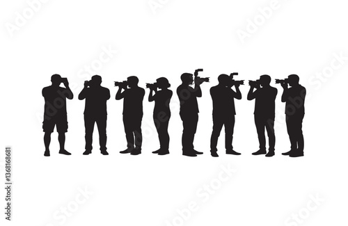 Black Silhouette Group Holding DSLR Camera