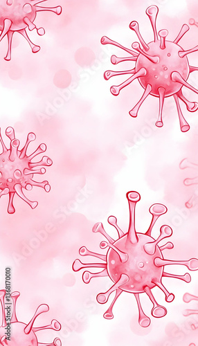 Pink virus cells on a hazy background