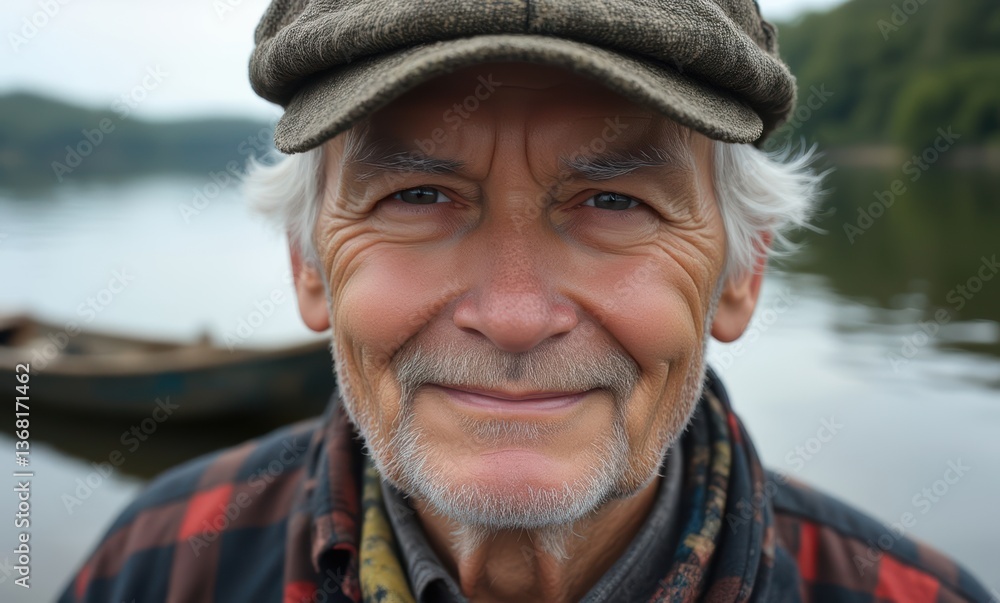 Smiling senior man by the water Smiling senior man by the water