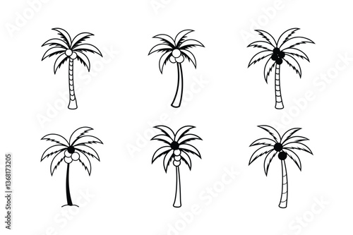 palm tree coconuts vector art silhouette