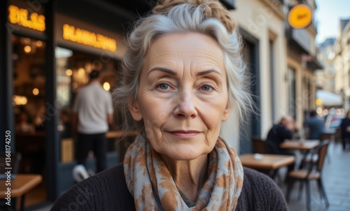 Elderly woman with silver hair