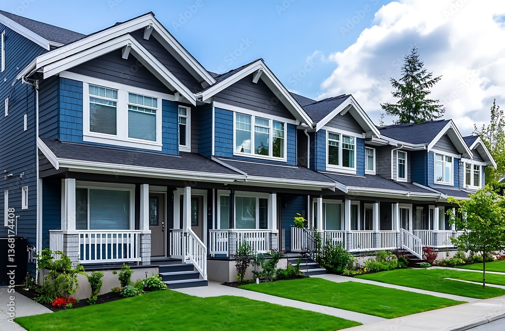 Modern Townhouses Row Residential Architecture Neighborhood Modern Townhouses Row Residential Architecture Neighborhood