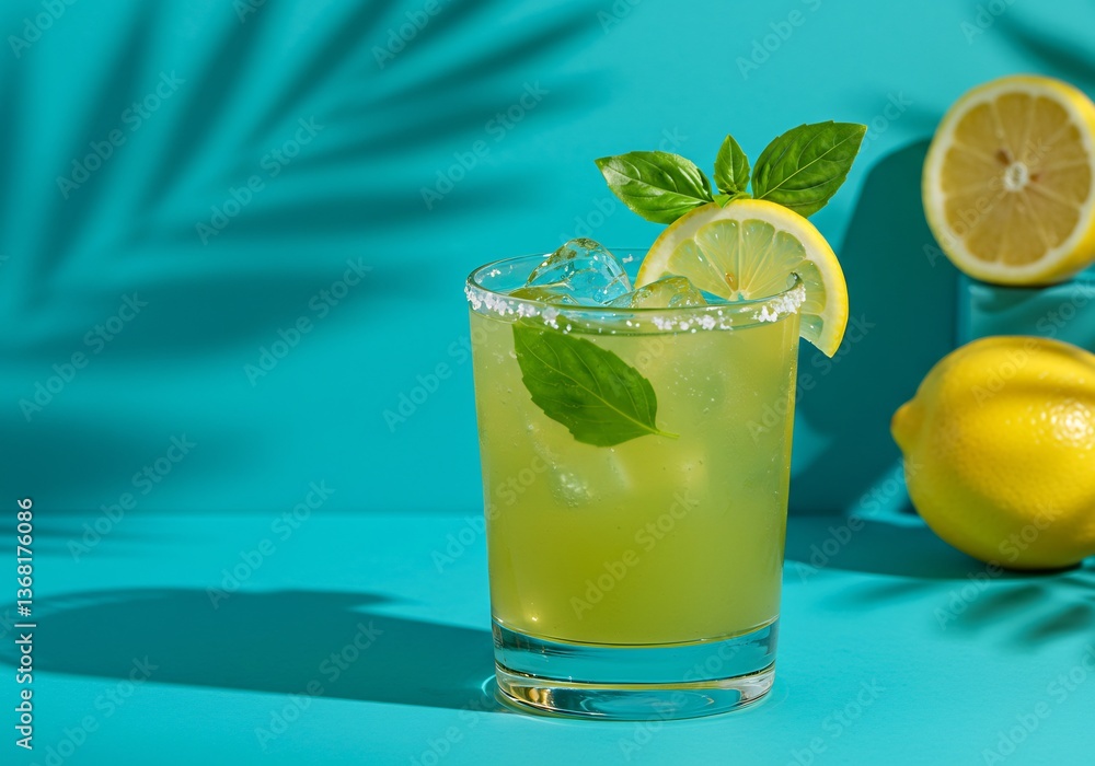 Fototapeta premium Refreshing Green Drink Bright Summer Light. AI Generated