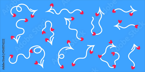 Heart arrow element sky background, digital ,valentines love iillustration, banner poster cover pattern vector