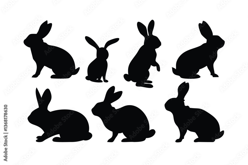 Fototapeta premium silhouette Rabbit and Bunny white background 