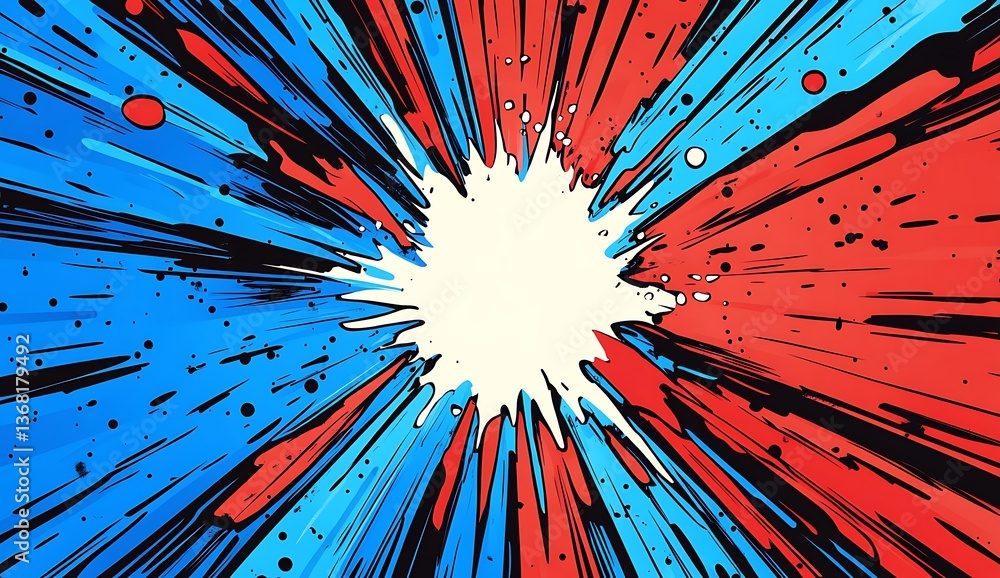 custom made wallpaper toronto digitaldynamic comic book style explosion background with vibrant red and blue radiating lines and white burst effect