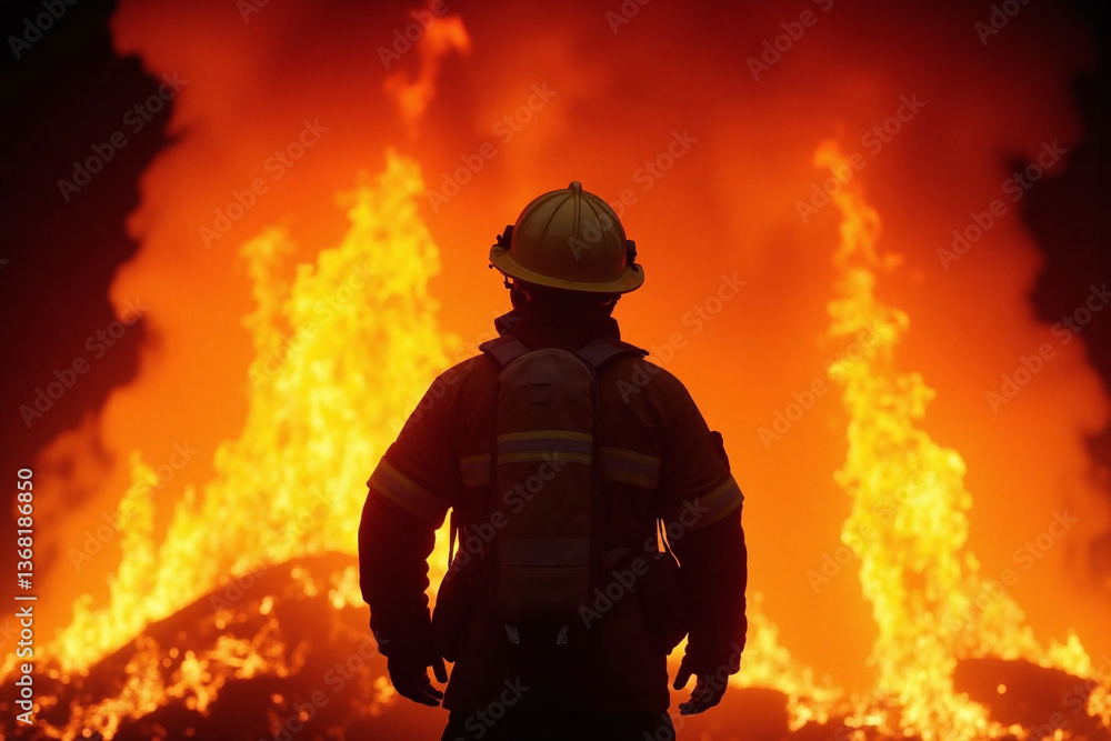 firefighter standing in front of a fire firefighter standing in front of a fire