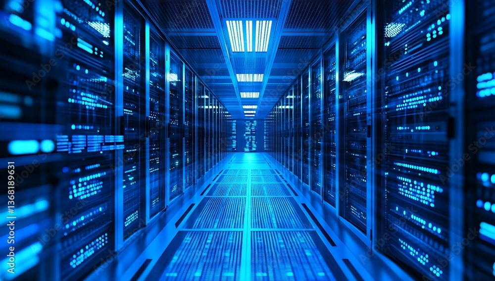 Server Room Data Center Blue Lights Technology Infrastructure Server Room Data Center Blue Lights Technology Infrastructure