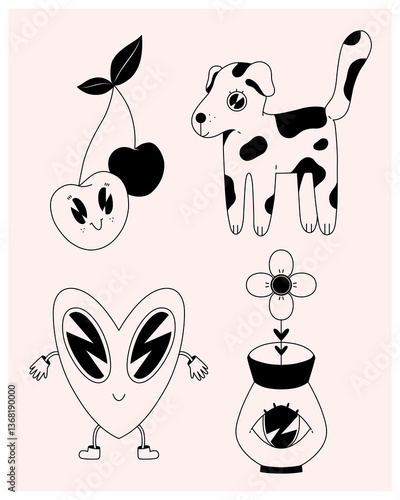 Doodle icons illustration set