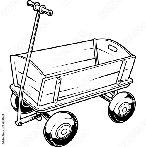 Klassischer Bollerwagen mit vier Rädern und Griff – vielseitiger Begleiter für Kinder, Ausflüge und Feste.