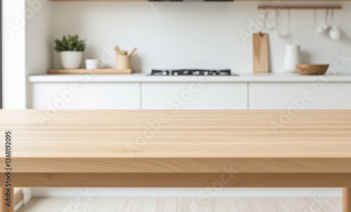 Modern kitchen with wooden table