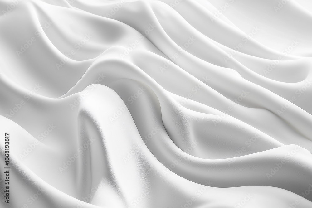 Obraz premium Close-up View of Gentle White Fabric With Soft Folds and Shadows Against a Light Blue Backdrop