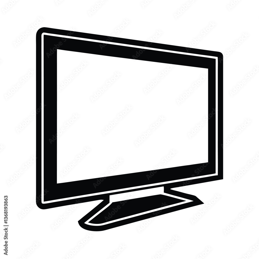 Flat screen TV silhouette vector icon, TV vector illustration. Flat screen TV silhouette vector icon, TV vector illustration.