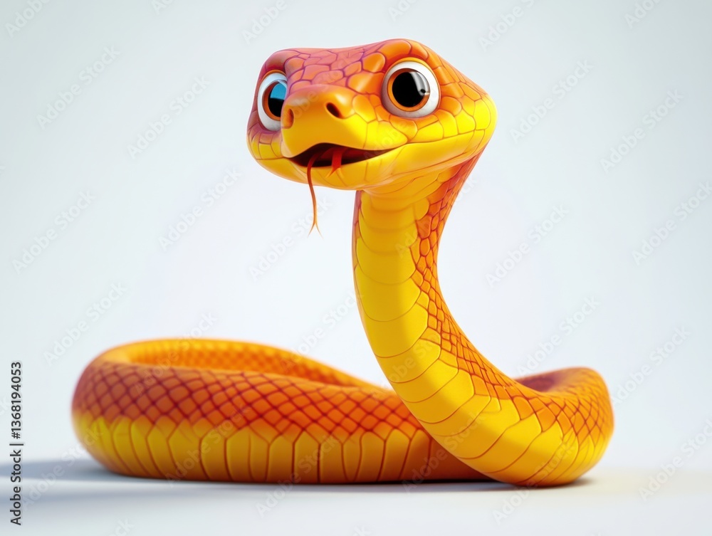 Fototapeta premium Orange and Yellow Snake with Tongue Out