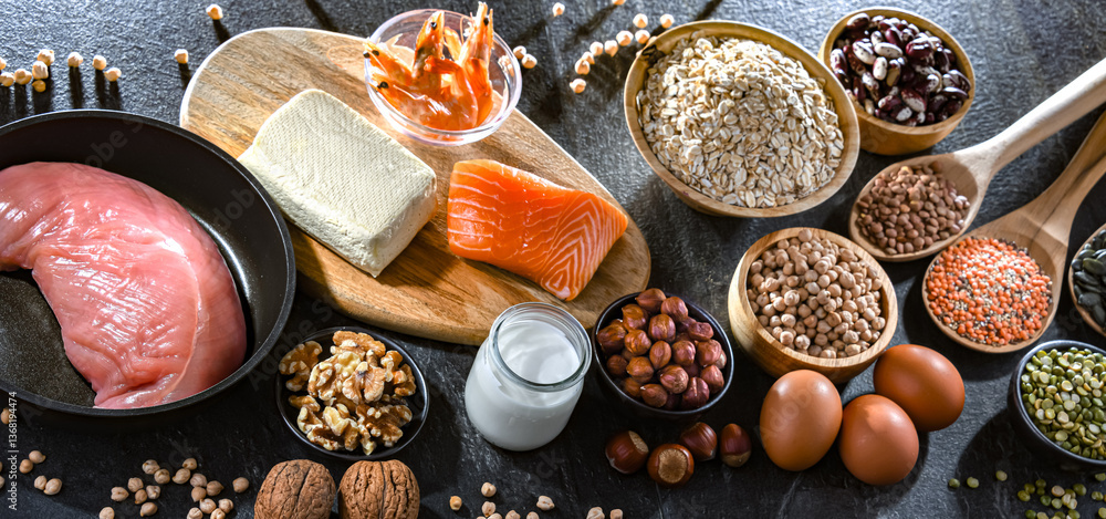 Food products rich in protein. High-protein diet Food products rich in protein. High-protein diet
