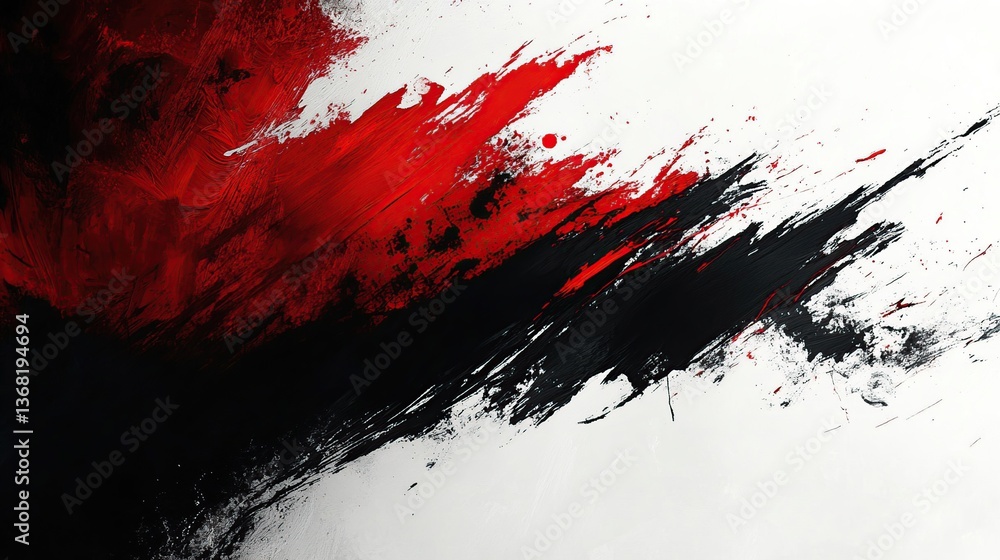 Abstract Red Black Ink Splashes Abstract Red Black Ink Splashes