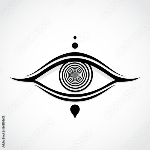 eye with spiral pupil monochrome logo symbol
